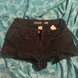 Miami Dark Denim Distressed Jean Shorts